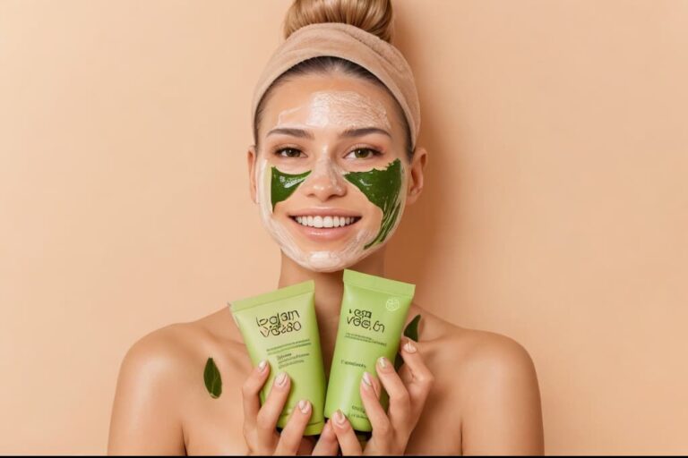 Girl holding vegan moisturizer products