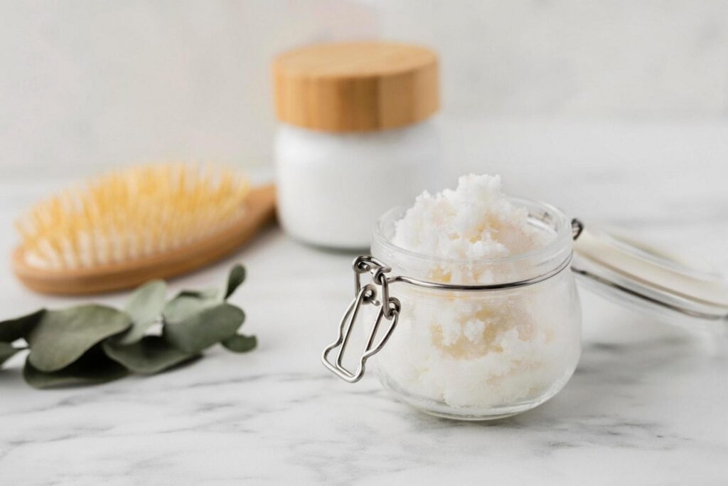 Jar with natural dry shampoo